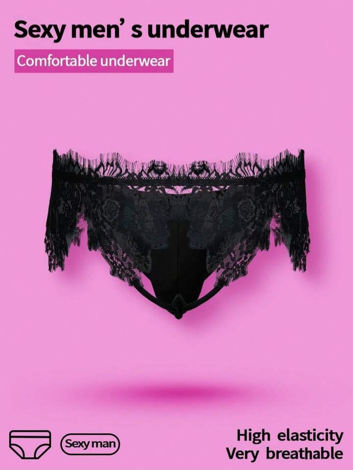 Black lace brief with sheer comfort